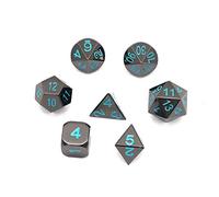 DollaTek 7 PCS Juego de Dados D&D de Metal sólido Juego con Bolsa de Almacenamiento y aleación de Zinc con Esmalte para Juegos de rol Mazmorras y Dragones(Pintura Negra Antigua para Hornear)
