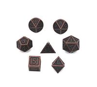 DollaTek 7 PCS poliédricos Juego de Dados D&D de Metal sólido Juego con Bolsa de Almacenamiento y aleación de Zinc con Esmalte para Juegos de rol Mazmorras y Dragones (Cobre Rojo)