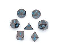 DollaTek 7PCS Juego de Dados D&D de Metal sólido Juego con Bolsa de Almacenamiento y aleación de Zinc con Esmalte para Juegos de rol Mazmorras y Dragones(Pintura para Hornear de níquel Negro Azul)