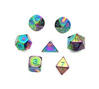 DollaTek 7PCS Juego de Dados D&D de Metal sólido Juego con Bolsa de Almacenamiento y aleación de Zinc con Esmalte para Juegos de rol Mazmorras y Dragones(Pintura Colorida para Hornear)
