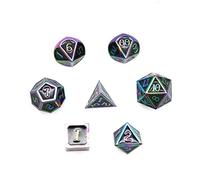 DollaTek 7Pcs poliédricos DND Juego de Dados de Metal sólido con Bolsa de Almacenamiento y aleación de Zinc con Esmalte para Juegos de rol Mazmorras y Dragones (Colorido Negro)