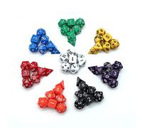 DollaTek 8 Juegos de Dados 8 x 7 (56 Piezas) Crit Games Cinco Juegos de Dados poliédricos codificados por Color para D&D