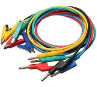 DollaTek Banana Plug to Crocodile Clips Cable, 5pcs Kit de Cables de Prueba electrónicos 4mm Banana Plug Safety Cable de Prueba de Pila de Alambre de Silicona Suave 14AWG Cable