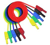 DollaTek - Cable de enchufe de banana, kit de 5 cables de prueba electrónicos, 4 mm, enchufe de banana de seguridad flexible, cable de prueba de 14 AWG, cable de extensión multímetro conjunto de
