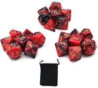 DollaTek Dados poliédricos Juego de Mesa Juegos Dados 3 Juegos Dados 3 x 7 (21 Piezas) Serie Die D20 D12 D10 D8 D6 D4 Dados DND DND RPG MTG Doble Colores Una Pieza (Negro y Rojo)