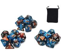 DollaTek Dados poliédricos Juego de Mesa Juegos de Dados 3 Juegos de Dados 3 x 7 (21 Piezas) Serie de Dados D20 D12 D10 D8 D6 D4 Dados DND DND RPG MTG Colores Dobles Una Pieza (Verde y Dorado)