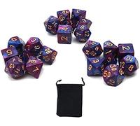 DollaTek Dados poliédricos Juego de Mesa Juegos de Dados 3 Juegos de Dados 3 x 7 (21 Piezas) Serie de Dados D20 D12 D10 D8 D6 D4 Dados DND DND RPG MTG Colores Dobles Una Pieza (púrpura y Azul)