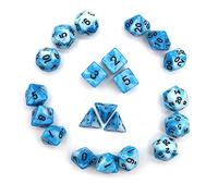 DollaTek Dados poliédricos Juego de Mesa Juegos de Dados 3 Juegos de Dados 3 x 7 (21 Piezas) Serie de Dados D20 D12 D10 D8 D6 D4 DND RPG MTG Colores Dobles Una Pieza (Azul, Blanco y Negro)