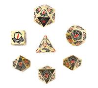 DollaTek Dragon Pattern DND Juego de Dados de Metal Utilizado para el Juego de Dados Dungeon and Dragon DND (con Bolsa Negra) - Dorado