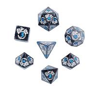 DollaTek Dragon Pattern DND Juego de Dados de Metal Utilizado para el Juego de Dados Dungeon and Dragon DND (con Bolsa Negra) - Gris