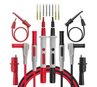 DollaTek El Kit de Cables de Prueba del multímetro Incluye Clips de cocodrilo de Seguridad Conector Tipo Banana para probar el Cable del Gancho
