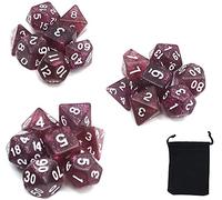 DollaTek Glitter Point Juego de Dados poliédricos Juegos de Mesa Dados 3 Juegos Dados 3 x 7 (21 Piezas) Serie de Dados D20 D12 D10 D8 D6 D4 DND RPG MTG Colores Dobles Una Pieza (Rojo)