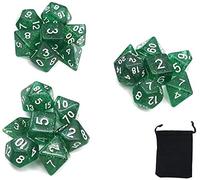 DollaTek Glitter Point Juego de Dados poliédricos Juegos de Mesa Dados 3 Juegos Dados 3 x 7 (21 Piezas) Serie de Dados D20 D12 D10 D8 D6 D4 DND RPG MTG Colores Dobles Una Pieza (Verde)