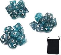 DollaTek Glitter Point Juego de Dados poliédricos Juegos de Mesa Dados 3 Juegos Dados 3 x 7 (21 Piezas) Serie de Dados D20 D12 D10 D8 D6 D4 DND RPG MTG Colores Dobles Una Pieza (Azul)