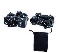 DollaTek Juego de 2 juegos de dados poliédricos negros de 7 troqueles compatibles con mazmorras y dragones DND juego de rol patrón blanco
