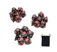 DollaTek Juego de Dados poliédricos Juegos de Mesa Dados 3 Juegos Dados 3 x 7 (21 Piezas) Serie de Dados D20 D12 D10 D8 D6 D4 Dados DND DND RPG MTG Colores Dobles Una Pieza (Nuevo Rojo y Negro)