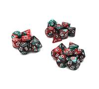 DollaTek Juego de Dados poliédricos Juegos de Mesa Dados 3 Juegos de Dados 3 x 7 (21 Piezas) Serie de Dados D20 D12 D10 D8 D6 D4 Dados DND DND RPG MTG Colores Dobles Una Pieza (Rojo y Verde)