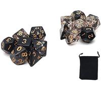DollaTek Juego de Dados Transparentes poliédricos Juegos de Mesa Dados 2 Juegos Dados 2 x 7 (14 Piezas) Serie de Dados D20 D12 D10 D8 D6 D4 Dados DND DND RPG MTG Colores Dobles Una Pieza (Negro)
