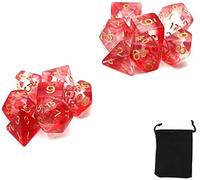 DollaTek Juego de Dados Transparentes poliédricos Juegos de Mesa Dados 2 Juegos Dados 2 x 7 (14 Piezas) Serie de Dados D20 D12 D10 D8 D6 D4 Dados DND DND RPG MTG Colores Dobles Una Pieza (Rojo)