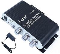 DollaTek LP-808 12V Mini Amplificador de Alta fidelidad con Cable portátil con Fuente de alimentación 3A para teléfono de automóvil doméstico - Negro