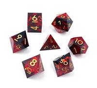 DollaTek Resina Transparente DND Juego de Dados Poliédricos RPG D4 D6 D8 D10 D12 D20 para Rol - Rojo