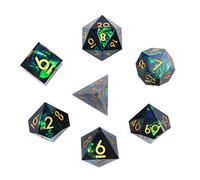 DollaTek Upscale Resina Transparente DND Juego de Dados poliédricos Dados RPG Dados rol D4 D6 D8 D10 D12 D20 Juego de Dados - Negro y Verde