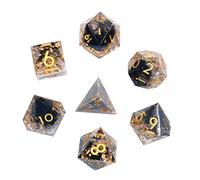 DollaTek Upscale Resina Transparente DND Juego de Dados poliédricos Dados RPG Dados rol D4 D6 D8 D10 D12 D20 Juego de Dados - Negro Transparente
