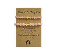 DOLLESS Pulseras a juego para madre e hija, pulseras para mamá y yo, regalos de Navidad para mamá e hija, Different, Cristal, No es una piedra preciosa