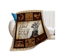 Dollffey Manta verde con estampado de letras de golf, 40 x 50 pulgadas, súper cálida y ligera, mezcla de forro polar y franela para mujeres, adultos, amantes del golf
