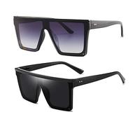 Dollger Gafas de sol de mujer grandes planas planas cuadradas protección UV400 gafas de sol mujer hombre de gran tamaño vintage, A4 matiz azul/negro