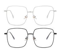 Dollger Gafas Luz Azul Grandes Marco de Metal anti Fatiga para Ordenador sin Graduar Monturas de Gafas para Hombre y Mujer