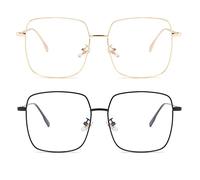Dollger Gafas luz Azul Grandes Marco de Metal bloque luz Azul Gafas para Ordenador anti Fatiga Gafas luz Azul sin Graduar Monturas de Gafas para Hombre y Mujer (dorado y negro)