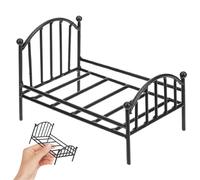 Dollhouse Bed Metal Miniatura de un Solo Camas Muñeco Realista 6.3x4.3x3.9 Pulgadas 1 12 Muebles de casa de muñecas a Escala para Accesorios de Fotos Muñeca Negra