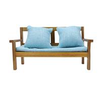 Dollhouse Couch 1:12 Miniature Size, Wooden Miniature Sofa with Canvass Texture, Handmade Fine Workmanship Dollhouse Furniture for 1:12 Scale Doll Houses, Includes 2 Throw Pillows