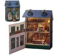 Dollhouse DIY Miniature Wooden Furniture Set, Mini Dollhouse with LED, 1:36Scale Creative Wooden Craft Toy for Adults, Friends, Lovers, Birthday Gift