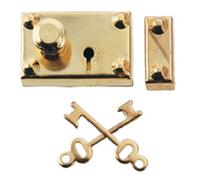 Dollhouse Miniature Brass Americana Lock w/Key by Houseworks
