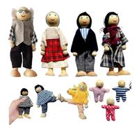 Dollhouse People 9 figuras familiares de madera muñecas posibles figuras de la gente de la casa de muñecas de la muñeca set fingir jugar muñeca para niñas niños chicos navidad accesorios de casa de
