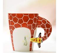 Dollin&Dockin Taza De Cerámica Taza Taza De Café 3D Dibujados A Mano Dibujos Animados Animales Jirafa Caja De Regalo Simple Moda Retro Europeo Creativas Vajillas Finas
