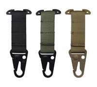 Dolltobe 3 mosquetones con gancho y llavero, mosquetón de acero inoxidable para exteriores, negro/verde/arena, correa de nailon