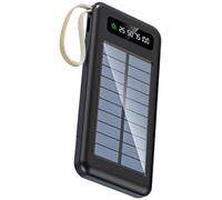 Dolltobe Cargador de gran capacidad, banco de energía solar de 10000 mAh, cables integrados, puertos USB blancos, múltiples dispositivos, indicador LED y linterna, certificado Fcc CE