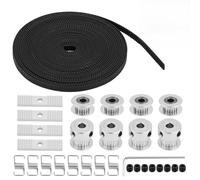 Dolltobe Correa dentada Gt2 de 16.4 pies, 4 ruedas de polea de 20 dientes, 4 poleas tensoras, 8 resortes de torsión, 4 bloques de montaje para impresoras 3D