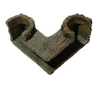 Dolltobe Decoración de acuario de resina con textura de madera naturalista, túnel escondite para peceras, adorno sumergido marrón retro con diseño de esquina, accesorio resistente para tanques