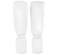 Dolltobe Equipo de protección de artes marciales, protector de espinilleras y empeines para taekwondo, protectores de pierna de algodón, para combates de adultos, blanco, XL