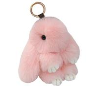 Dolltobe Llavero de conejo de felpa, bonito colgante de conejo con lazo a cuadros, 13 cm, suave imitación Rex, dijes de bolso, accesorios para llaves de coche, adorable decoración de animales