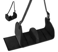 Dolltobe Reposapiés de viaje para avión con espuma viscoelástica, reposapiés portátil con tela Oxford, hamaca ajustable para pies, negro, 31 pulgadas de altura máxima