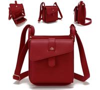 Dollver Crossbody Purse, Unique Design Crossbody Leather Bag, Stylish Small Purse Handbag with Built-in Wallet (Red)