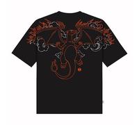 Dolly Noire Pokémon Camiseta Charizard Over Kimono, Negro - Unisex 100% Algodón, Colección Oficial (ES, Texto, S, Regular, Regular)