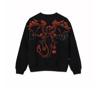 Dolly Noire Pokémon Sudadera Charizard, Negro - Unisex, Hoodie en Algodón Mezclado con Bordado, Colección Oficial (ES, Texto, L, Regular, Regular)
