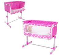 Dolly Tots Beside Me Cuna Junto a la Cama | Juguete de Cuna Plegable Rosa | Cuna de guardería para muñecas | Juguetes Accesorios para muñecas | para Niños | 3+