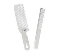 Dolmifapro Juego de 2 peines de metal para barbero de acero inoxidable, peine de corte fino, alta textura, diseño de grano de madera